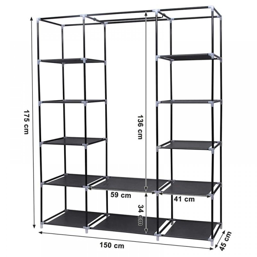 Folding 4 Door Wardrobe Collapsible Wardrobe 88130 MDF Medium